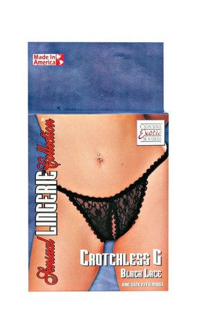 Sensual Lingerie Collection Crotchless G Panties - Black Lace