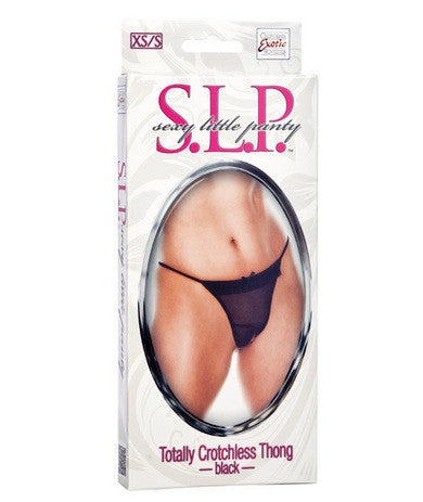 Sexy Little Panty Collection  Totally Crotchless Thong -  Extra Small-small - Black