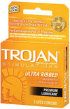 Trojan Ribbed Lubricated Condoms - 3 Pack