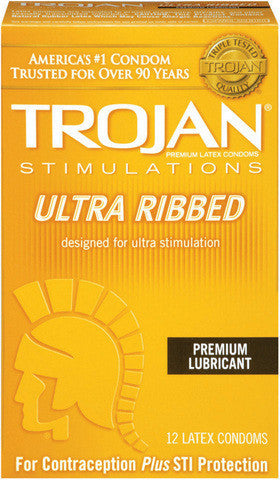 Trojan Ultra Ribbed Lubricated Condoms - 12 Pack TJ94750