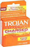Trojan Intensified Charged Orgasmic Pleasure Condoms - 3 Pack