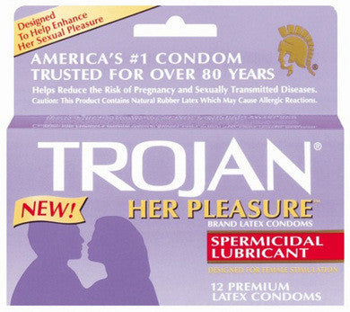 Trojan Her Pleasure Spermicidal Lubricant Condoms - 12 Pack