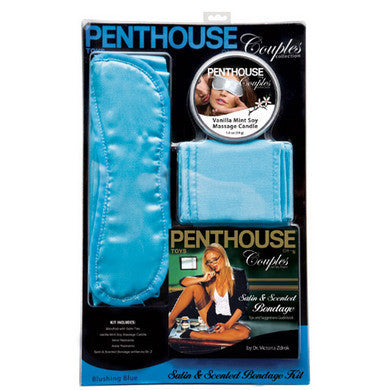 Penthouse Couples Satin And Scented Bondage Kit - Blue