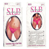 Sexy Little Panty Collection Crotchless Peek-A-Boo Panty - Extra Small/Small - Black