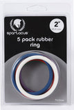 Rainbow Rubber Cock Ring 5 Pack - 2 Inch