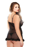 Ruffled Chemise Set - Black - 3X/4X