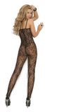 Rose Lace Bodystocking - Black - One Size