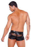 Wet Look Peek-a-boo Shorts  - Black - One Size