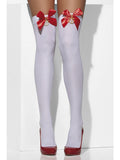 Opaque Hold-ups Bows and  Anchors - White - One Size