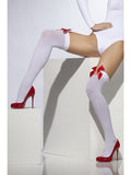 Opaque Hold-ups Bows and  Anchors - White - One Size