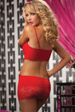 Seamless Dress with Plunge  Neckline - Red - One Size