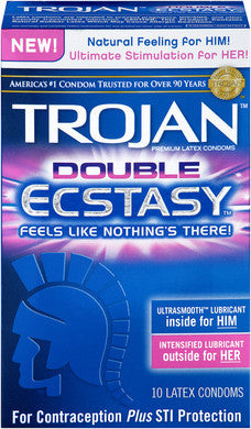 Trojan Double Ecstasy  Condoms - 10 Pack