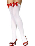 Thigh High Stockings with  Red Bow - White  Fv-29333