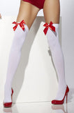 Thigh High Stockings with  Red Bow - White  Fv-29333