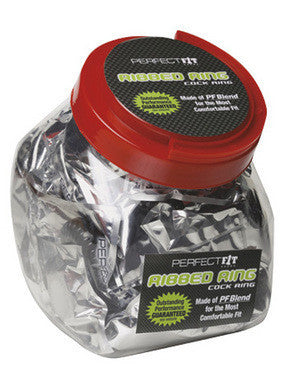 Ribbed Cockring  - Black -  50 Count Fishbowl