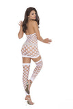 3-Piece Diamond Net Mini Dress - White - One Size