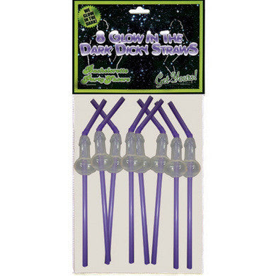 Glow-in-the-dark Dicky  Straws - Purple - 8 Pack