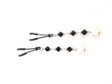 Nipple Clamp - Short Tweezer  - Black - Black Beads  -  Pearl Drop