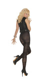 Pantyhose With Horizontal Design - Black - One Size