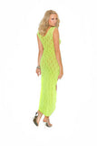 Lace Dress with Hi Low Hem -  Chartreuse - One Size