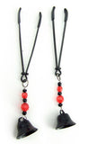 Nipple Clamps - Tweezer - Beaded With Bells - Black