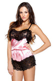 Satin Romper with Snap Closure  - Blush