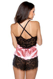 Satin Romper with Snap Closure  - Blush
