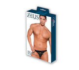 Wet Look Zipper Thong - Black  - One Size