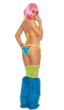 Neon Nites Bra Top And Panty Set - One Size