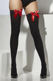 Thigh High Stockings with  Red Bow - Black  Fv-29331